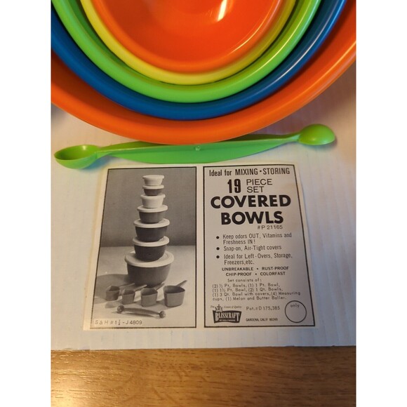 Blisscraft of Hollywood Nesting Bowls Lids 19 Piece Set Vintage Mixing Storing - Picture 2 of 12